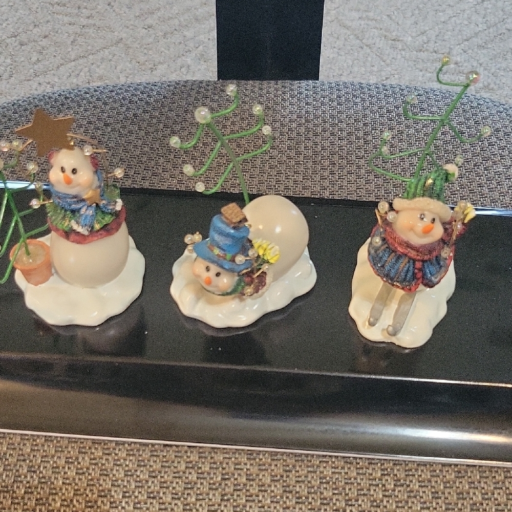 #10 Vintage Festive Snowman Holiday Figurine Set Home Interiors.